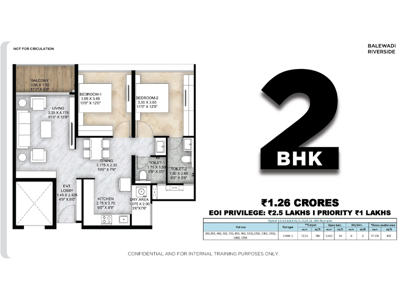 Floor plan of Mantra Riverside &mdash; photo gallery, images, brochure, amenities, cost sheet, price breakup, availability details, RERA number, RERA certificate, possession date, layout plan, logo, floor plan, master plan, and location map showcasing project highlights and features.