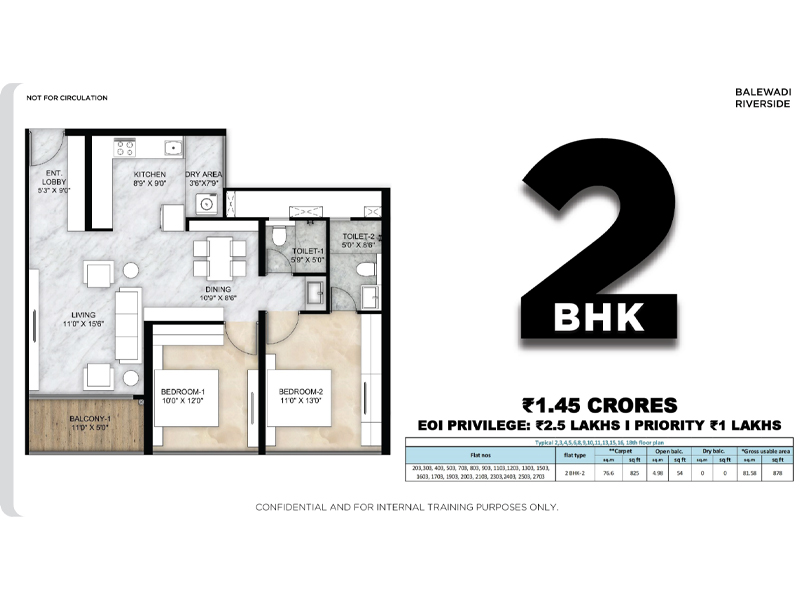 Floor plan of Mantra Riverside &mdash; photo gallery, images, brochure, amenities, cost sheet, price breakup, availability details, RERA number, RERA certificate, possession date, layout plan, logo, floor plan, master plan, and location map showcasing project highlights and features.