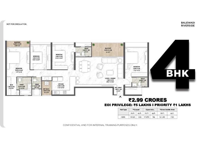 Floor plan of Mantra Riverside &mdash; photo gallery, images, brochure, amenities, cost sheet, price breakup, availability details, RERA number, RERA certificate, possession date, layout plan, logo, floor plan, master plan, and location map showcasing project highlights and features.