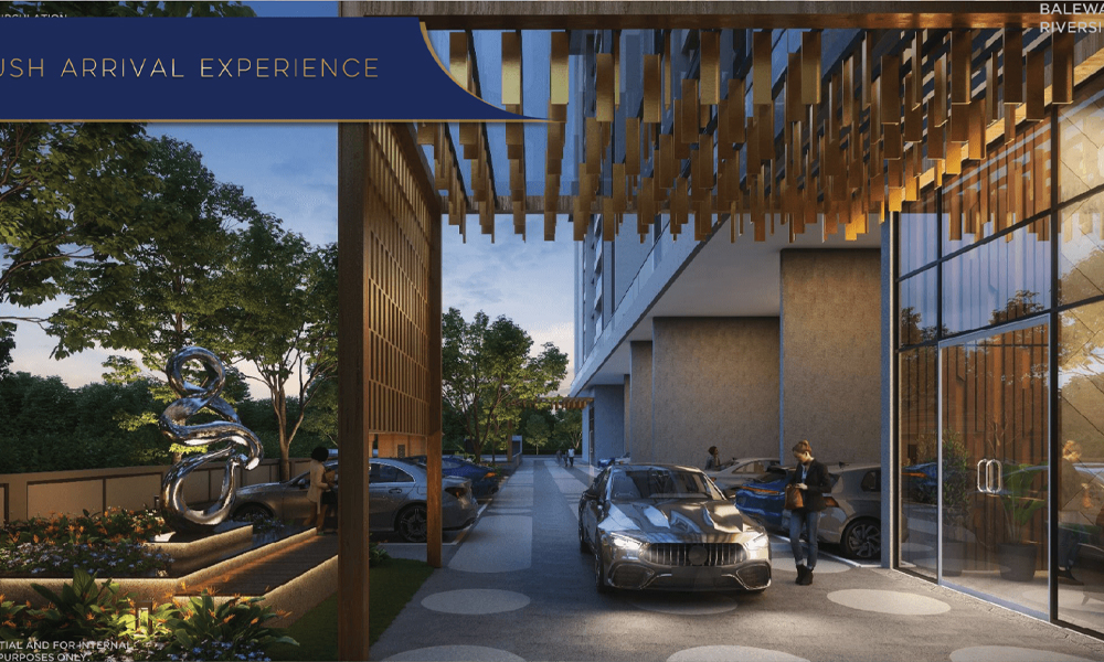 Exterior view of Mantra Riverside &mdash; photo gallery, images, brochure, amenities, cost sheet, price breakup, availability details, RERA number, RERA certificate, possession date, layout plan, logo, floor plan, master plan, and location map showcasing project highlights and features.