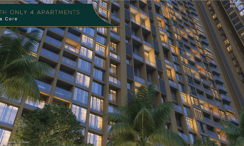 Exterior view of Mantra Riverside &mdash; photo gallery, images, brochure, amenities, cost sheet, price breakup, availability details, RERA number, RERA certificate, possession date, layout plan, logo, floor plan, master plan, and location map showcasing project highlights and features.