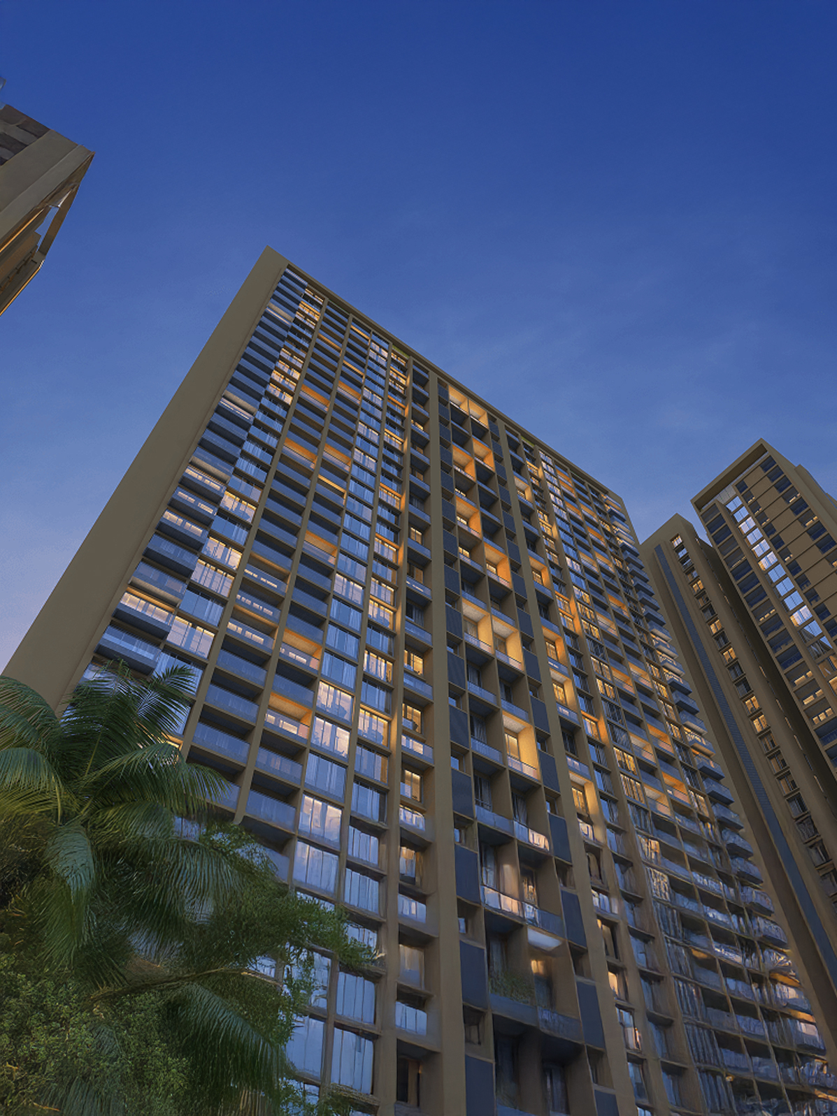 Exterior view of Mantra Riverside &mdash; photo gallery, images, brochure, amenities, cost sheet, price breakup, availability details, RERA number, RERA certificate, possession date, layout plan, logo, floor plan, master plan, and location map showcasing project highlights and features.